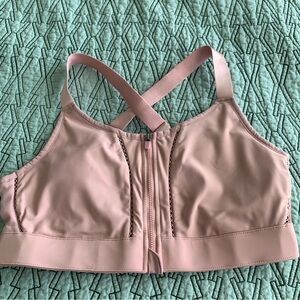 Fabletics Pink Front-Zip High Support Sports Bra